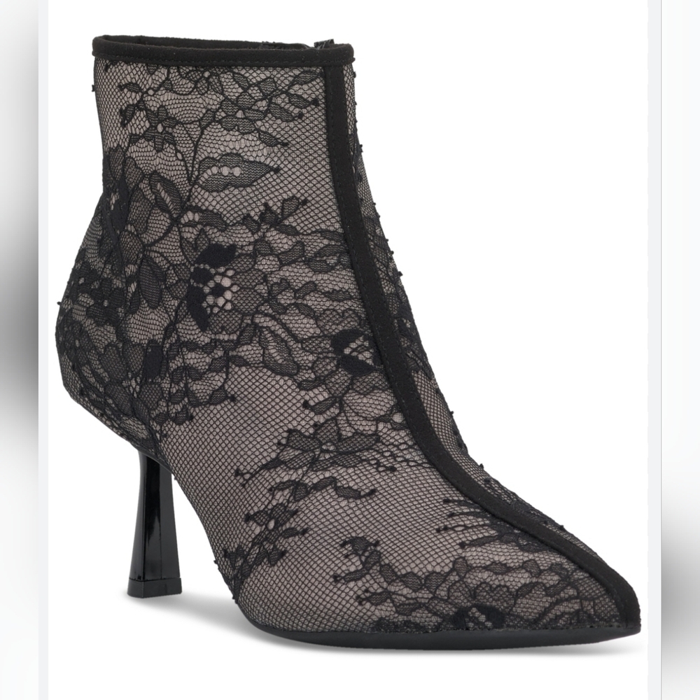 INC International Concepts Black Lace Ankle Booties Size 7M/ 37.5